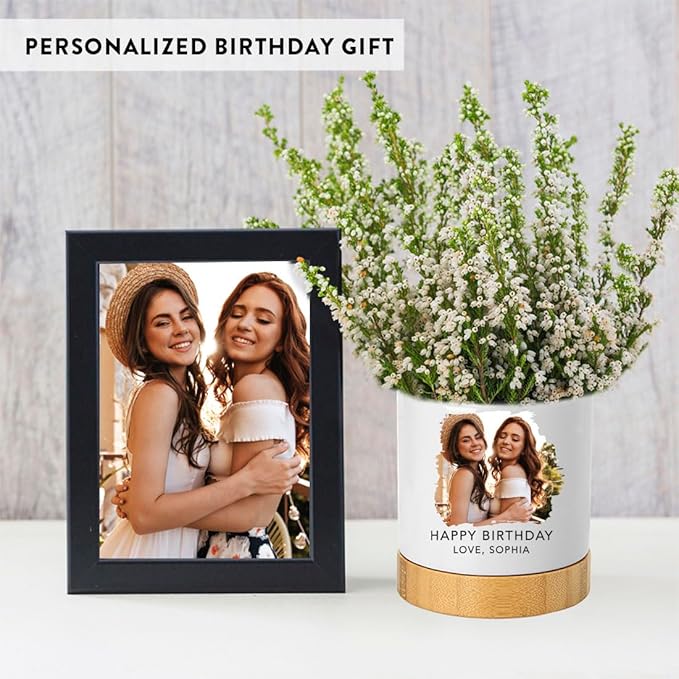 Andaz Press 4" Fully Personalized Garden Pot with Photo, Garden Custom Flower Pot, Garden Personalized Pots for Plants with Drainage Hole, Valentines Day, Birthday, Anniversary, Retirement Gifts