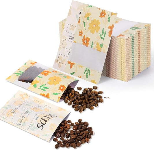 120 Pcs Seed Envelopes with Clear Window 3.54 x 5.51 Inch Seed Packets, Resealable Storage Envelope for Vegetable Flower Seeds Thanksgiving Harvest Party