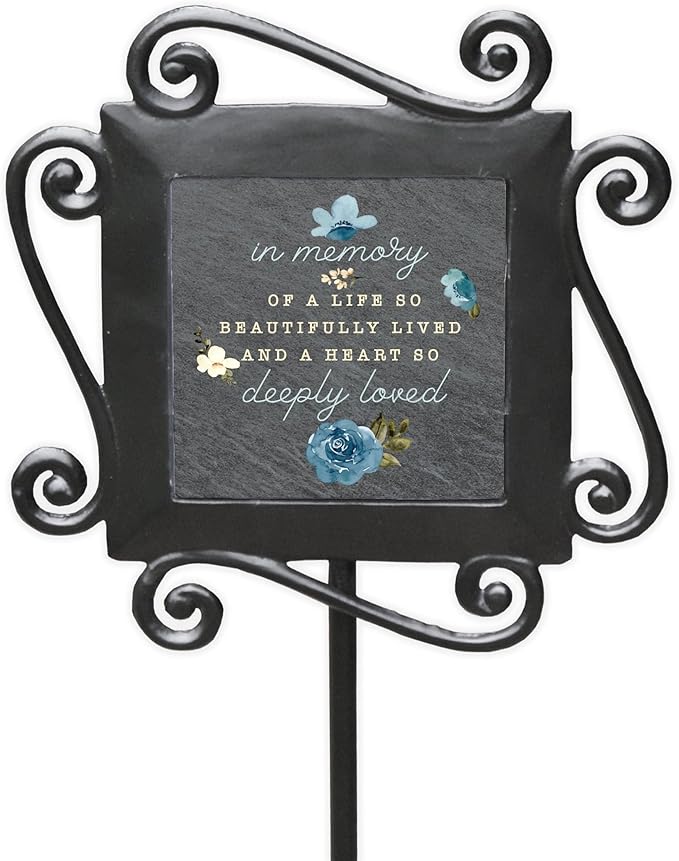 A Beautiful Life Iron Garden Stake - Decorative Outdoor Accent for Home & Garden, 5.8" Tall Stake for Planting & Decoration