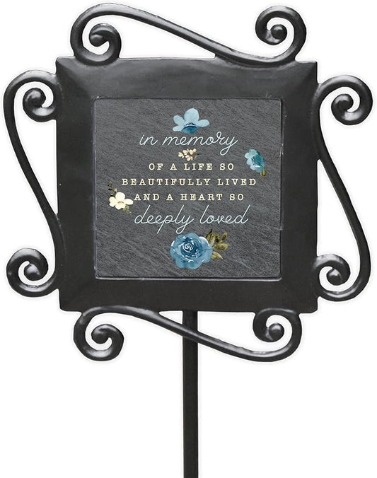 A Beautiful Life Iron Garden Stake - Decorative Outdoor Accent for Home & Garden, 5.8" Tall Stake for Planting & Decoration