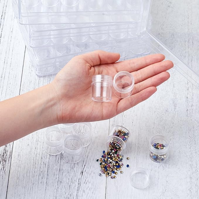 FASHEWELRY 30pcs Diamond Painting Jars 1x1” Small Screw cap containers for Seed beads, 5D Embroidery diamond drill, Nail art and Glitter, Crafts & Sewing