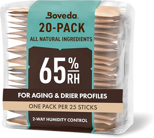 Boveda 65% Two-Way Humidity Control Packs For Aging & Long-Term Storage in Plastic & Wood Boxes – Size 60 – 20 Pack – Moisture Absorbers – Humidifier Packs – Hydration Packets in Resealable Bag