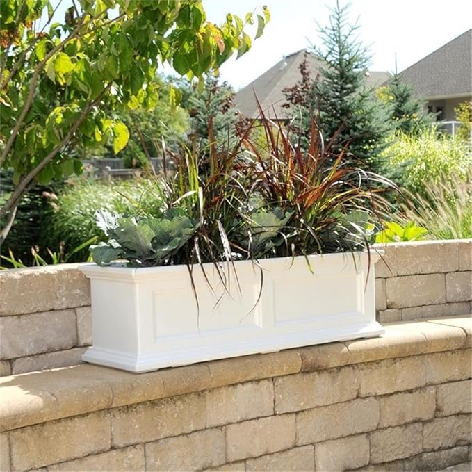 Pemberly Row 3ft Traditional Plastic Window Box in White Finish