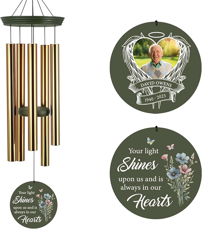 ASTARIN Personalized Wind Chimes in Memory of a Loved One, Bereavement Gifts for Loss of Father, Memorial Gifts Sympathy Deep Tone Wind Chimes for Outdoor, 30/36 inch Garden Decor(Produced in USA)