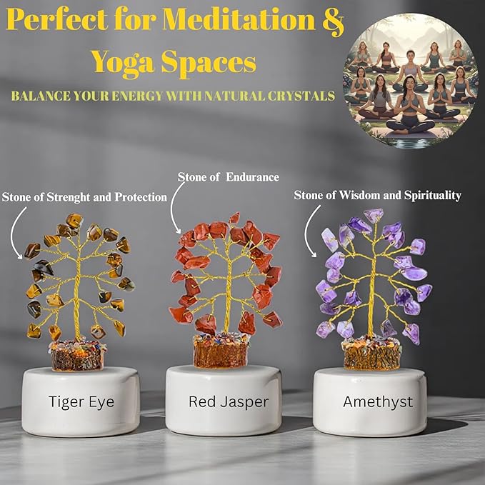 Chakra Tree of Life Gift Sets Crystal Tree Set of 12 Unique Birthday Gifts for Women, Sister, Mom, Home Office Decor, Shelf Desk Decoration for Positive Energy, Bring Good Luck, Money, Reiki Healing