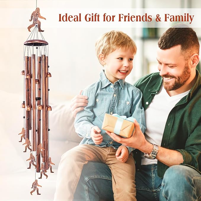 Extra Large Bigfoot Wind Chimes Outdoor Big Foot Sasquatch Gifts for Men Women Mom Dad Birthday Gardening Gifts Metal WindChimes for Outside/Indoors, Lawn, Patio, Yard Decor, Garden Decorations