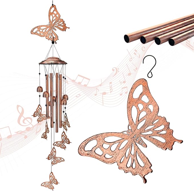 Butterfly Wind Chimes Outdoor Butterfly Gifts for Women/Men/Mom/Grandma/Wife Birthday Gifts Memorial Gift Metal WindChimes for Outside/Indoors, Home, Lawn, Porch, Patio, Garden Decor, Yard Decorations