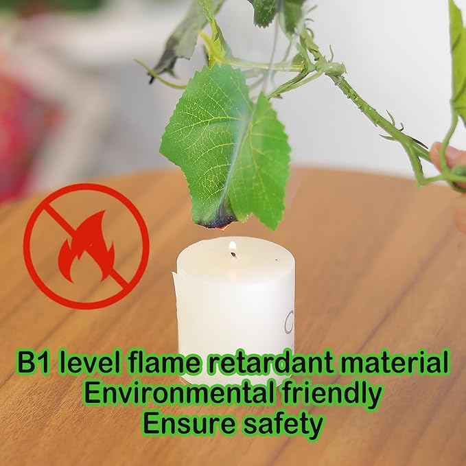 2Pack 14Ft Flame Retardant Artificial Grape Leaves Flexible Fake Green Plants Vines Ivy Garland Wreath Silk Hanging Rattan Bedroom Wedding Party Garden Wall Table Front Door Ceiling Decor (Grape)