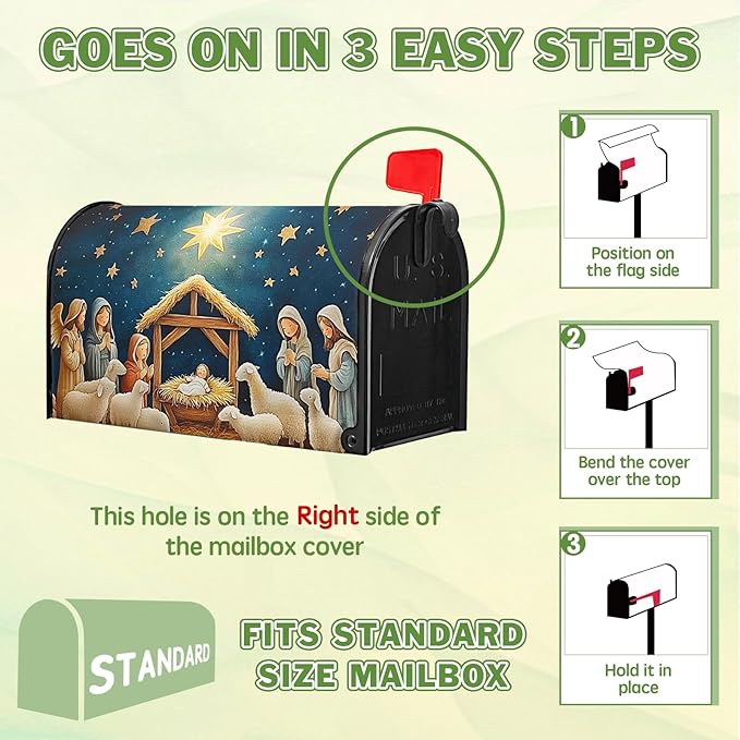 Christma Nativity Mailbox Cover Merry Christma Mailbox Covers Magnetic Standard Size 21x18 inch Winter Star Mail Box Wrap Decorative Mailboxes for Outside Garden