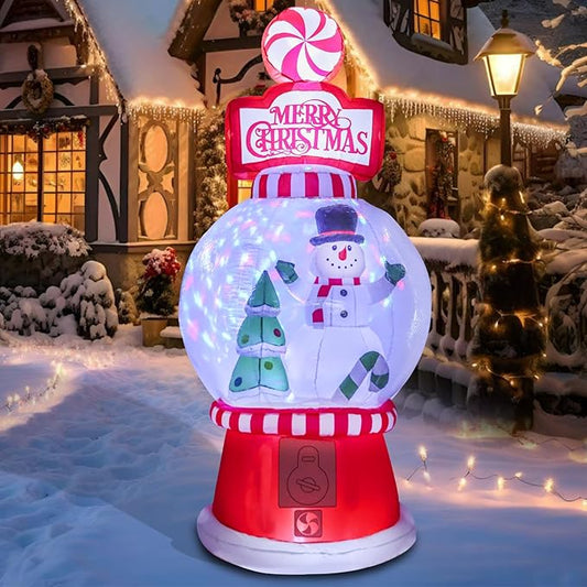 Christmas Inflatables Outdoor Decoration Giant Christmas Blow Up Yard Decorations Inflatable Globe with Snowman Santa Tree Outdoor Indoor Blow Up LED Light Yard Lawn Garden Home Party Decor