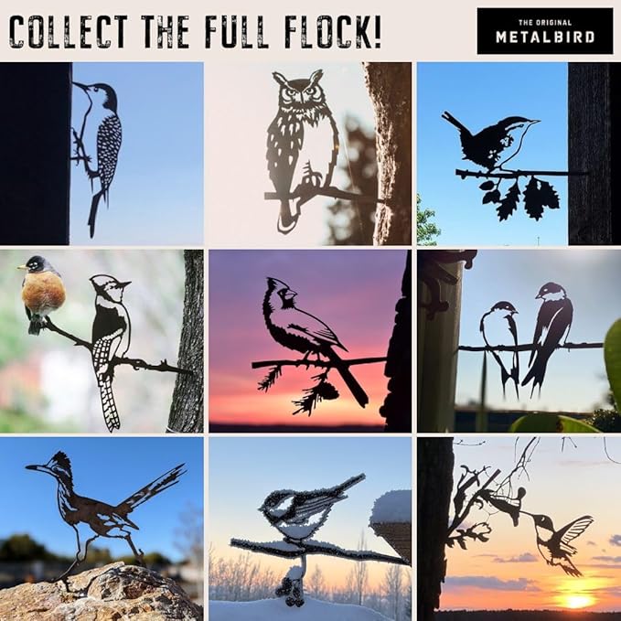 METALBIRD - Pair of Swallows - Outdoor Tree Ornaments in Corten Steel - Metal Art Proudly Made in The USA