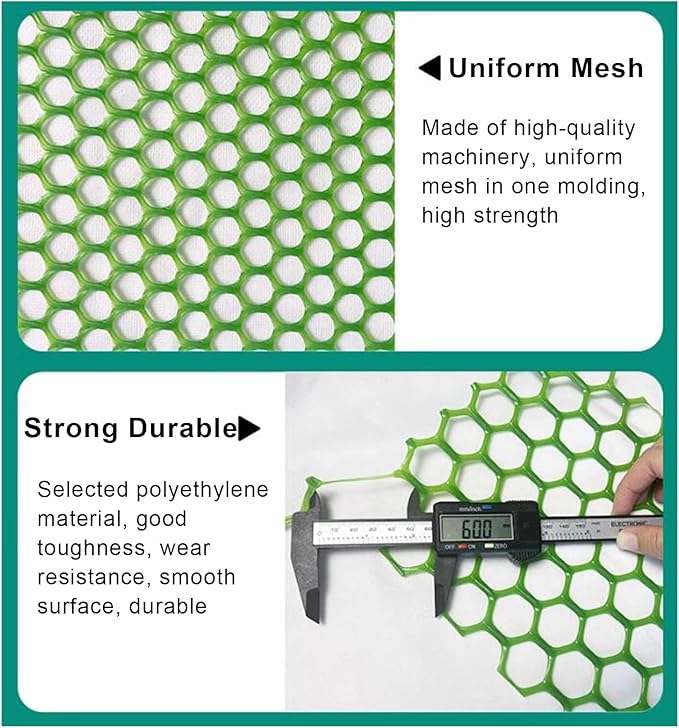 Plastic Chicken Wire Mesh Fencing 39.3″ x 32.8′ Roll Pet Garden Safety Fencing Netting Durable Heavy Duty Snow Fence for Poultry Floral Bird Patio Barrier, Easy to(Size:1x10M - Mesh 1.8cm,Color:Green)