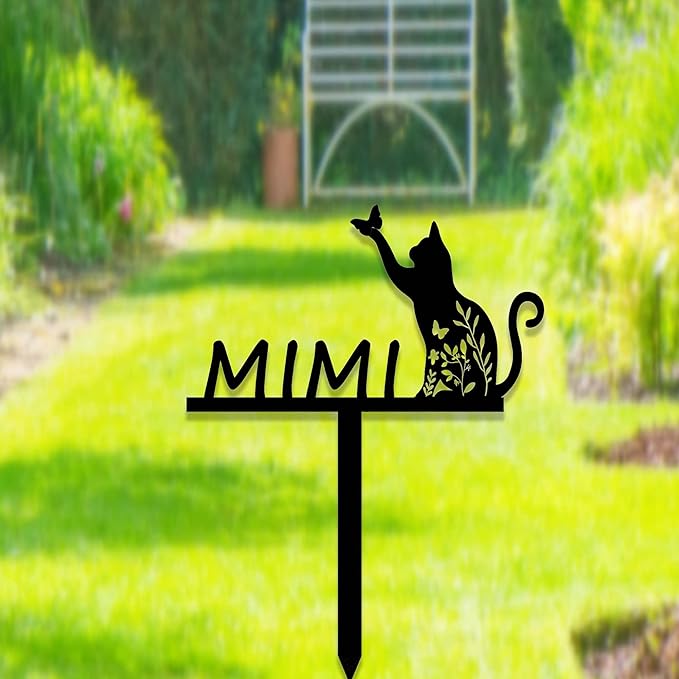 Custom Cat Memorial Stake Sign Metal Cat Grave Marker Cat Garden Decor Remembrance Stake Personalized Cat Name Yard Stake Pet in Heaven Loss of Cat Sympathy Gift