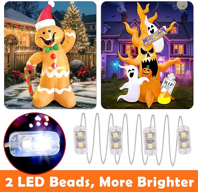 Inflatable Fan Replacement 12V 1.2A, Mini Air Blower Fan with 12V 1.5A Adapter and 3 LED Bulbs for Halloween Christmas Inflatable Outdoor Yard Decorations