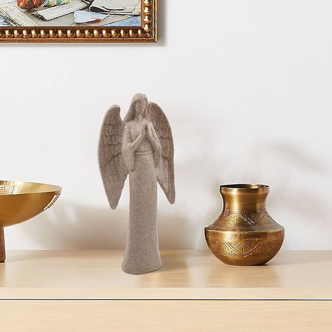 Praying Angel Sculptures, Angel of Prayer Statues, 9'' Tall Garden Standing Angels Figurines for Home Indoor Bookshelf Table Mantel Décor