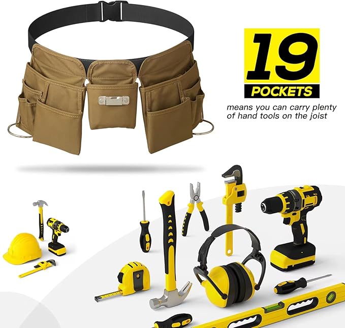 19 Pocket Tool Belts - Gardening Belt with Quick Release Buckle,Adjustable Utility Belt,Work Apron for Men and Women,for Gardening,Electrician,Carpenter,Construction Tool Belt,Gifts (Purple)