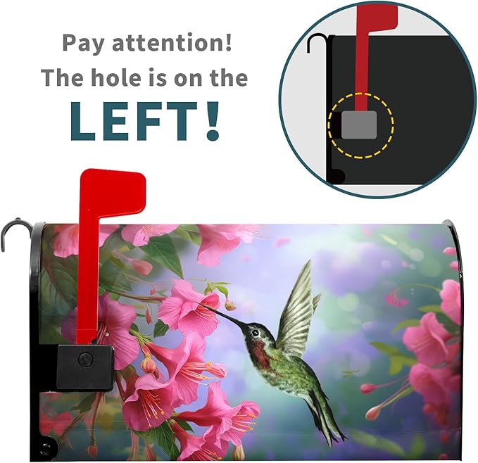 Flowers Magnetic Mailbox Cover - 18 x 21 Inch Bird & Floral Design - Spring/Summer Mailbox Wrap