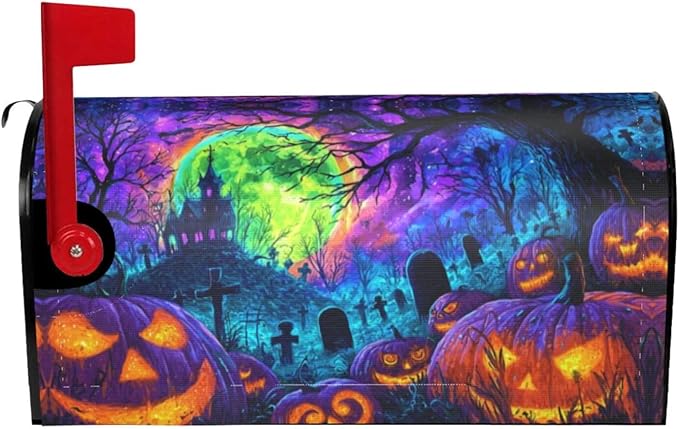 Halloween Pumpkin Mailbox Covers Magnetic Letterbox Covers 21x18 Inch for Garden Outdoor Decoration