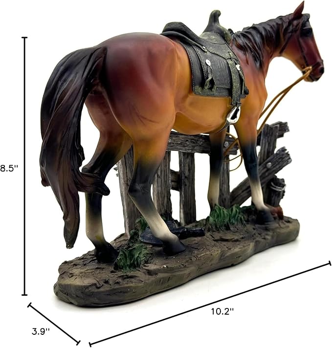 10 INCH Horse Statue Figurine Sculpture Resin Collectible Gifts for Horse Lover Office Home Decor Desk Accessories Decoration Garden Figurines Outdoor Decor (Brown)