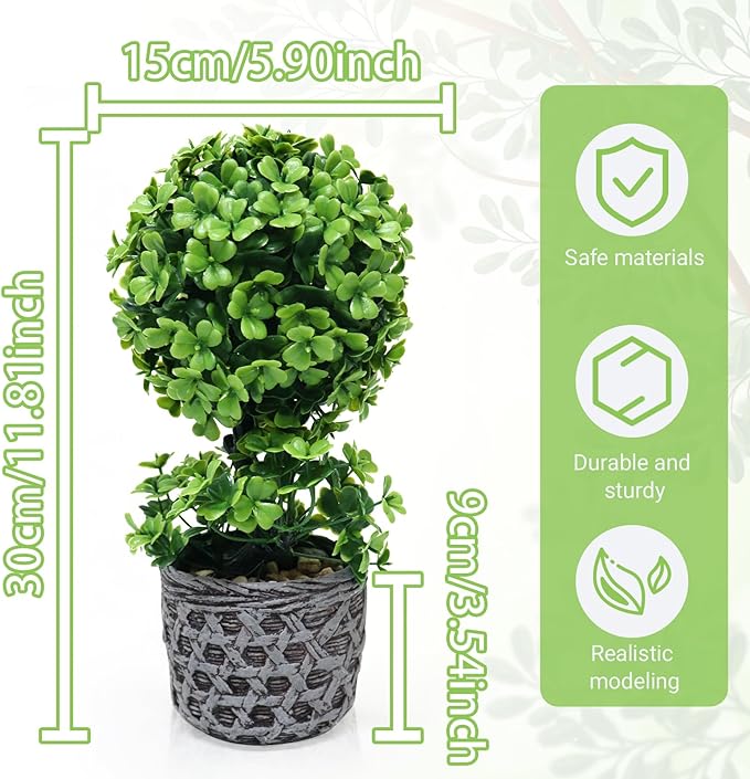 Artificial Plants Potted Indoor, Small Fake Plant Bonsai Tree for Office Desk, 11.81'' Faux Plants Decor for Shelf Bathroom Farmhouse Living Room Coffee Decor