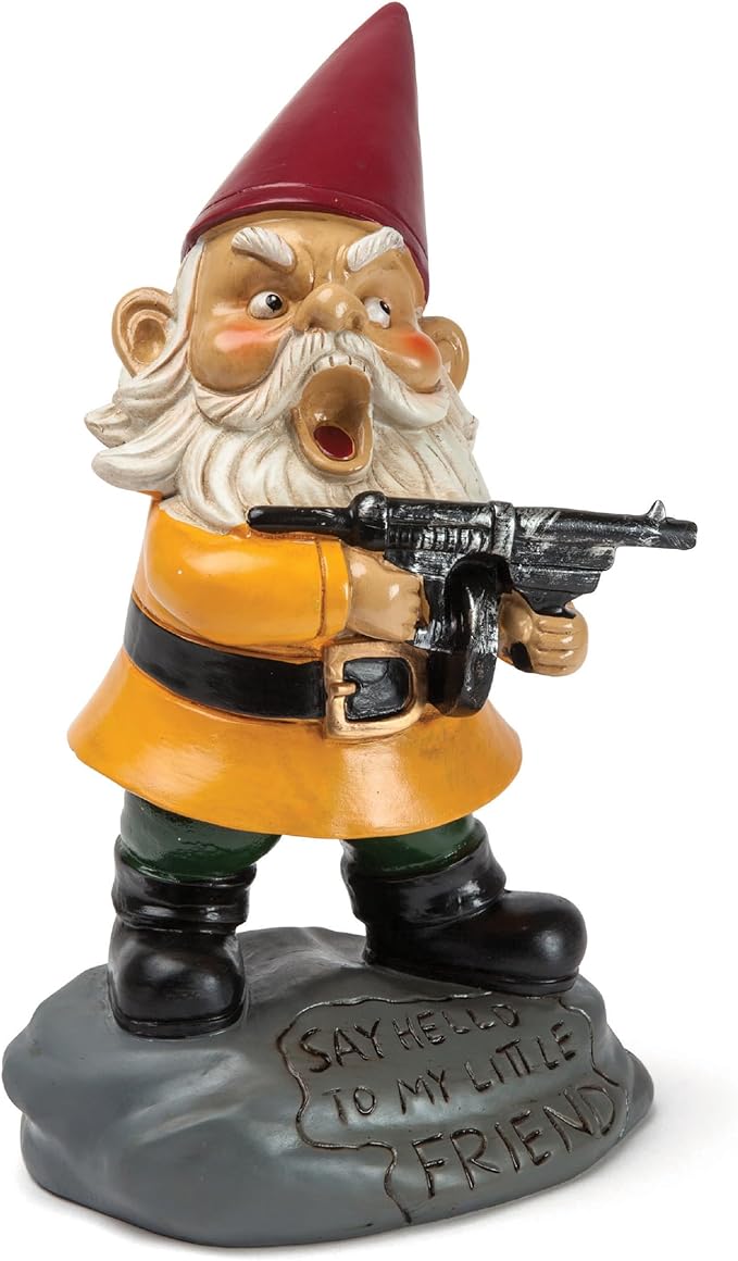 BigMouth Inc. Angry Little Garden Gnome Statue, Outdoor Lawn & Yard Home Defender, Combat Figurine Sculpture Decorations, Funny Housewarming Gag Gift