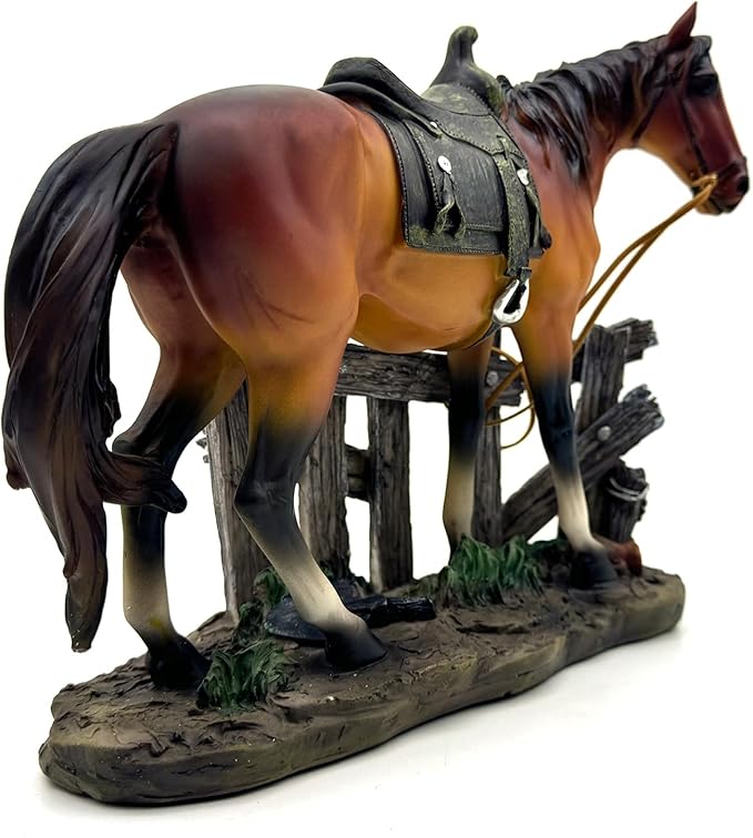 10 INCH Horse Statue Figurine Sculpture Resin Collectible Gifts for Horse Lover Office Home Decor Desk Accessories Decoration Garden Figurines Outdoor Decor (Brown)