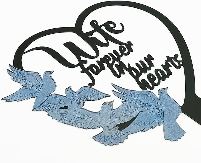HPMAISON 11 inch Metal Wife Memorial Stake Grave Decorations for Cemetery Gravesite Sympathy Markers Waterproof Memorial Gifts for Loss of Wife Tombstones Plaque Outdoors Lawn Yard Decor