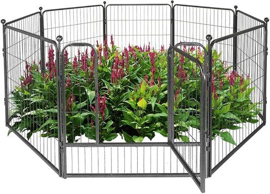 CAPHAUS Decorative Garden Fence, 32 Inch x 21 FT Heavy Duty Iron Fencing Landscape Patio Flower Bed Animal Barrier Border Edging Section, Panel Decor, Folding Wire Fence for Yard for Dog Outdoor
