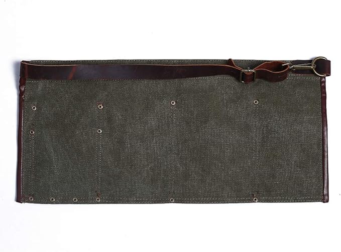 Luchuan Heavy Duty Canvas Tool Apron With the Adjustable Genuine Leather Belt (Army Green)