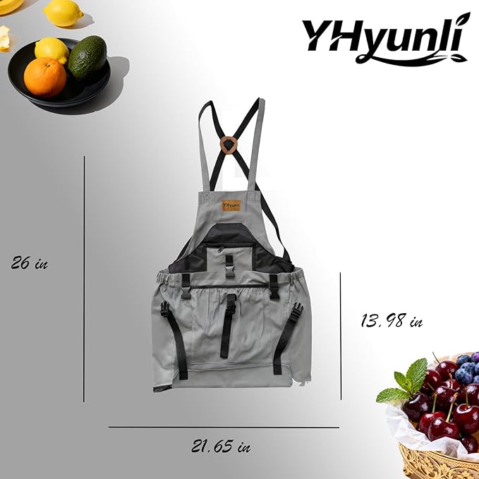 Gardening Apron, Pockets for Women & Men Cross Back Gardening Apron integrated extended drawstring pouch, Great Gift