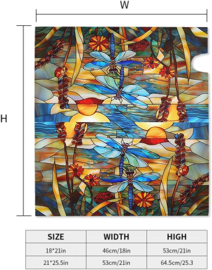 Stained Glass Dragonfly Mailbox Covers Fall Mail Box Post Wrap Magnetic Large Size 25.5 X 21 Floral Spring Summer Mailing Boxes Seasonal Decorations for Autumn Thanksgiving Decor