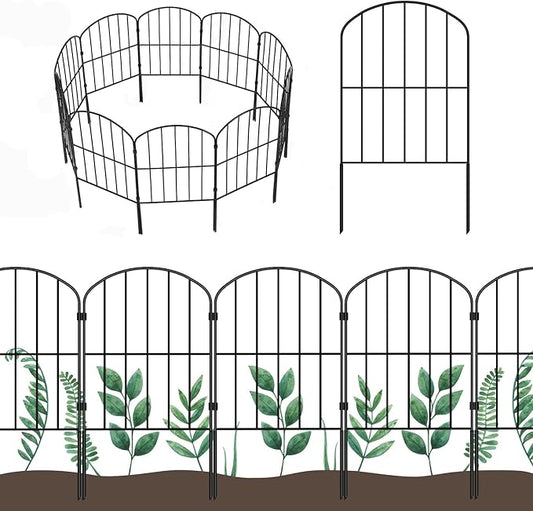 OUSHENG Decorative Garden Fence Fencing 10 Panels, 10ft (L) x 24in (H) Rustproof Metal Wire Border Animal Barrier for Dog, Flower Edging for Yard Landscape Patio Outdoor Decor, Arched