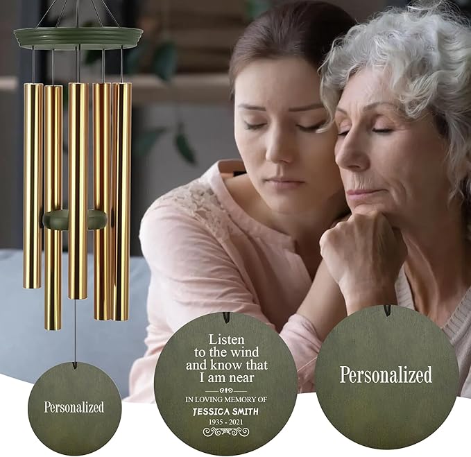 ASTARIN Memorial 36" Wind Chimes, Personalized Name Sympathy Wind Chime, in Memory of Loss Mom Loved One, Large Deep Tone Bereavement Windchimes for Outdoors Outside(Produced in USA)