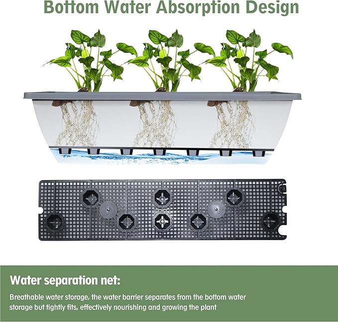 12 Pcs 24 inch Window Box Planter, Large Rectangular Flower Planter Boxes with Shelf Insert Plastic for Indoor and Outdoor Garden, Balcony Home Decor (12, 24 inch)