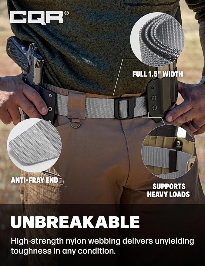 CQR Tactical Belt, Military Style Heavy Duty Belt, Webbing EDC Quick-Release Buckle
