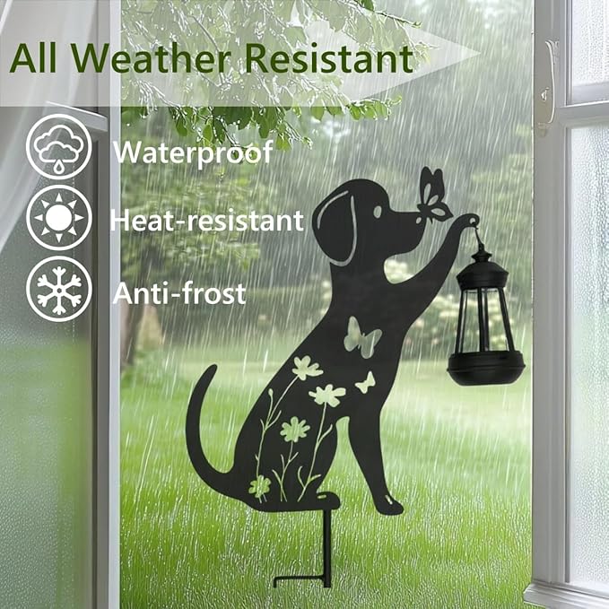 Metal Dog Christmas Garden Decor for Outside Silhouette Decorative Garden Stakes Yard Art,Patio,Lawn Ornaments Gifts for Women/Men/Dog Lovers (1pc)