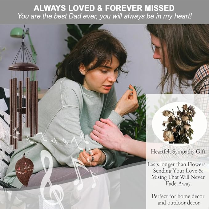 Memorial Sympathy Wind Chimes for Loss of Loved One 32'', Cardinal Wind Chimes in Memory of a Loved One, Cardinal Memorial Gifts, Bereavement Condolence Remembrance Gifts,Bronze