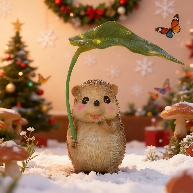 Solar Garden Statues Hedgehog Garden Decor Figurine Lights with Umbrella for Outside,Yard Decorations Outdoor Patio Decor,Gardening Gifts for Thanksgiving Christmas Mother's Day