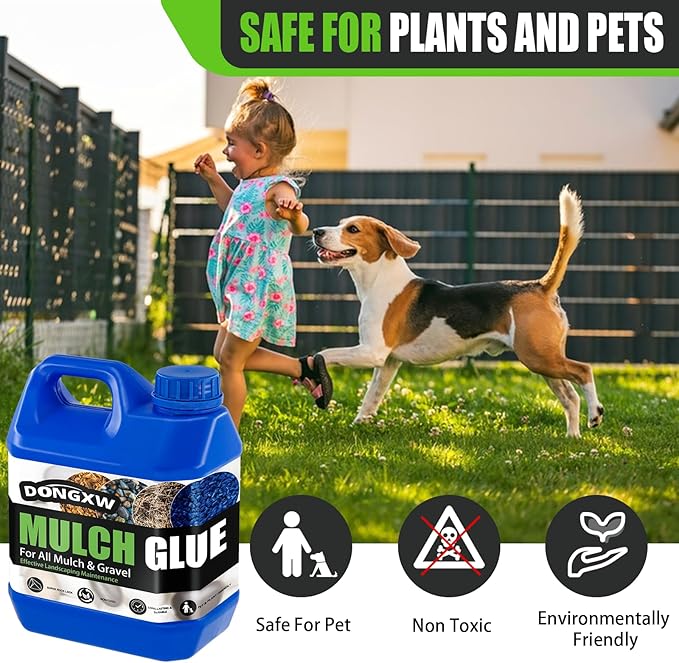 Rock Glue for Landscaping, Easy Hold Mulch Glue for Landscaping, Lockdown Sticky Rock Glues Landscape Stone Glues Strong Mulch Binder, Fast Drying Concentrate Gravel Binder - 64oz