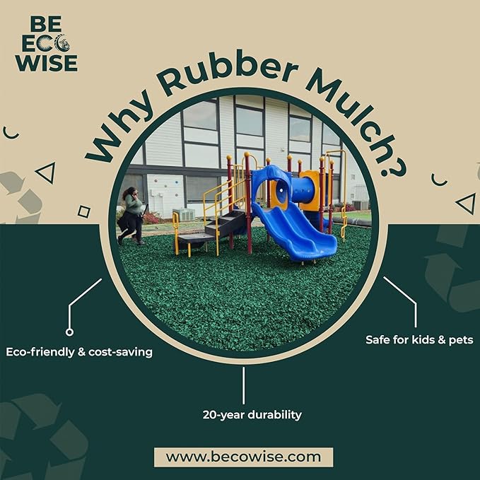 – 100% Wire-Free Premium Grade Nugget Rubber Mulch for Playgrounds & Landscaping | Safe for Kids & Pets, No Replacement Needed, Ultra Durable | Green, 20 lb (0.8 cu ft)