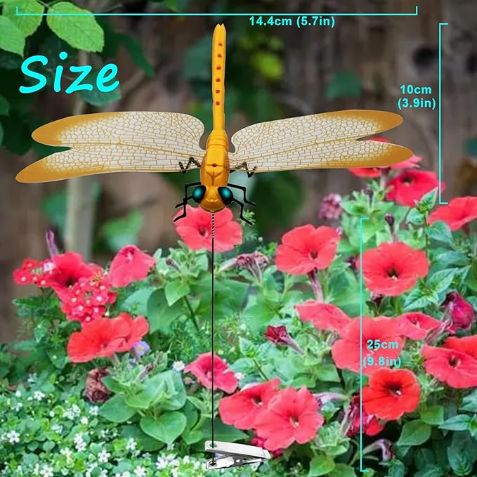 Dragonfly Clip on Hat, Dragonfly Garden Décor, 3D Fake Dragonflies The Deer or Horse Fly Nature Enemy to Scare Garden Fly for Indoor Outdoor (8Pcs-Colorful)