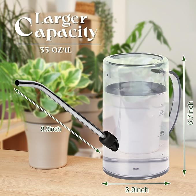 Plastic Watering Can - with Long Spout - 1/4 Gallon - 34 Oz - Whte