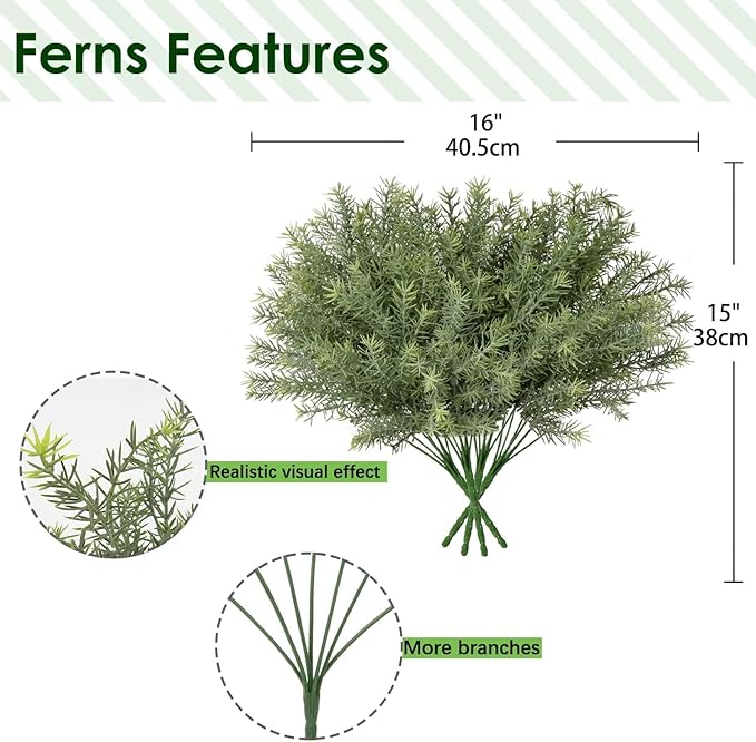 Artificial Rosemary Stems Fake Greenery Plants Faux Bushes Shrubs in Frosted Green for Decor Home Indoor Outdoor Garden 4pcs