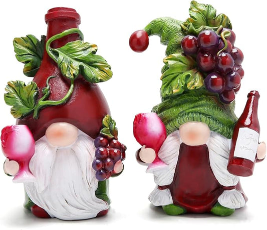 Hodao Red Wine Gnomes Decorations for Home, Home Party Resin Figurines Collectible, Handcrafted Gifts for Wine Enthusiasts, Indoor Outdoor Decor for Dining Tables Kitchen Bar Tabletop Decor