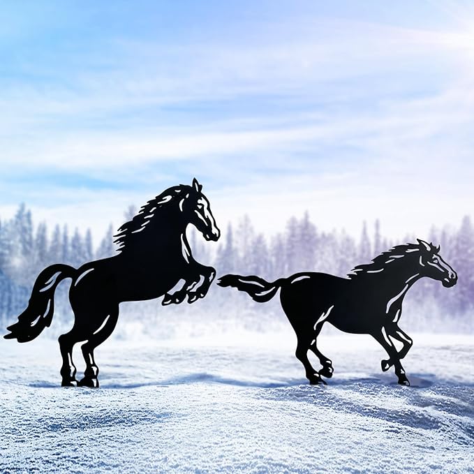 Horse Metal Decorative Garden Stakes Horse Gifts for Women/Men Horse Lovers Gifts Silhouette Statues for Yard Art, Outside, Patio, Outdoor Decor, Garden Decorations, Lawn Ornaments
