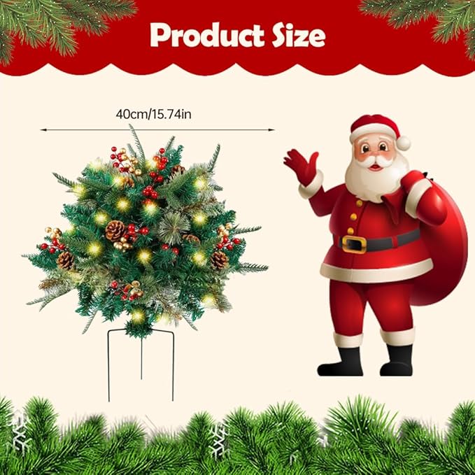 2026 New Holiday Planter Filler, Upgrade Holidays Planter Lighted Artificial Christmas Urn Filler with Tripod Stake, Prelit Holidays Planter, Christmas Holiday Planter Filler Outdoor Decorations (1)