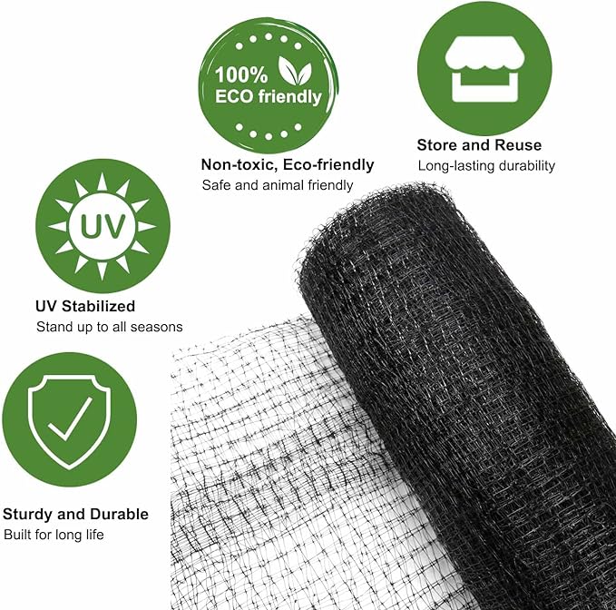 KLEWEE Bird Netting, 13 x 50 FT Heavy Duty Garden Netting for Protect Fruit Trees, Plants and Vegetables from Birds, Deer, Squirrels and Other Animals