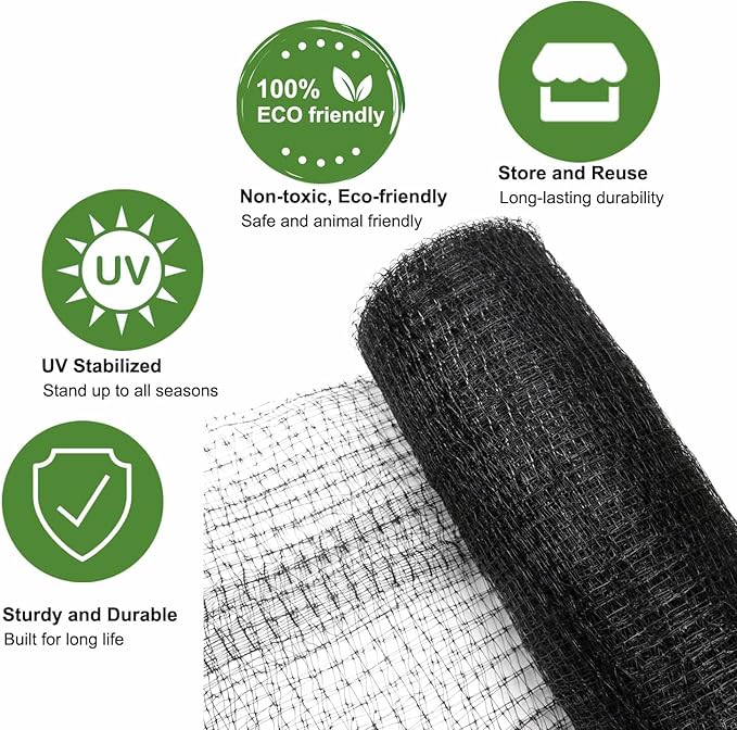 KLEWEE Bird Netting, 7.5 x 25 FT Heavy Plastic Duty Garden Netting to Protect Fruit Trees, Plants and Vegetables Against Birds, Deer, Squirrels and Other Animals