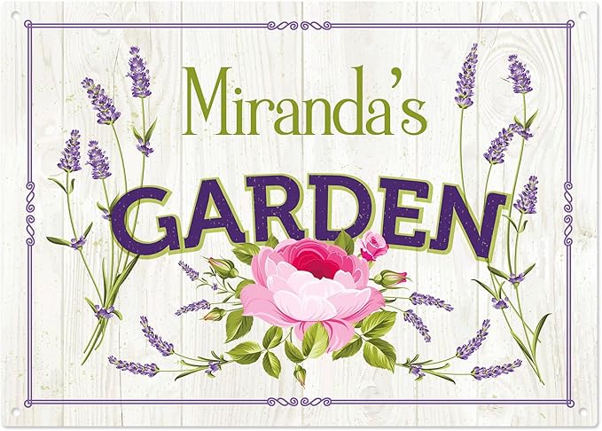 Custom Garden Sign, Christmas Present, Personalized Name/Text for Backyard Décor Sign, 10x14 Inches, Rust Free .040 Aluminum, Fade Resistant, Made in USA by Sigo Signs