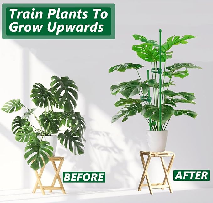 Plant Stakes 15inch 10Pcs Plant Support Stakes Orchid Stakes Extended to 2ft 3ft 4ft, Toylin Garden Stake with Clips for Indoor Outdoor Plants, Monstera,Orchids,Tomatoes